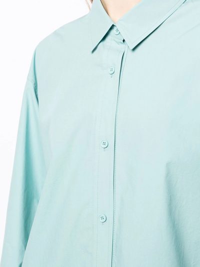Shop Juunj Long-sleeve Cotton Shirt In Blue