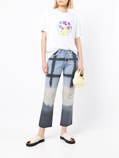 Shop Mira Mikati Embroidered Organic-cotton T-shirt In White