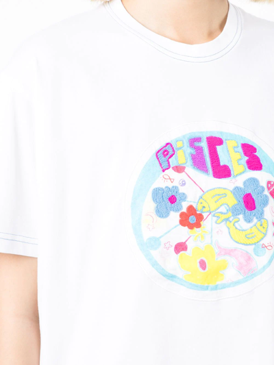 Shop Mira Mikati Embroidered Organic-cotton T-shirt In White