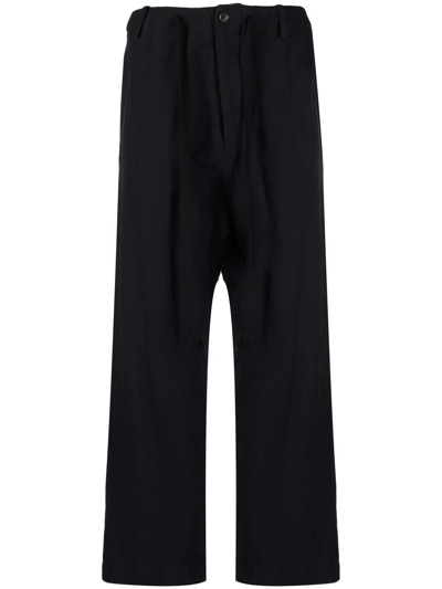 Shop Uma Wang Drop-crotch Cropped Trousers In Black