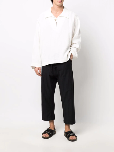 Uma Wang Drop-crotch Cropped Trousers In Black