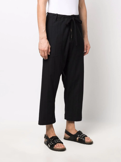 Uma Wang Drop-crotch Cropped Trousers In Black