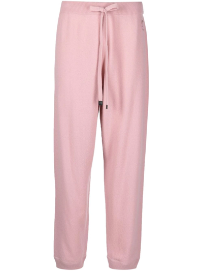 Shop Moncler Cashmere Knitted Track Pants In Pink