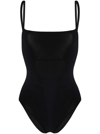 Shop Lido Square-neck Slip-on One-piece In Black