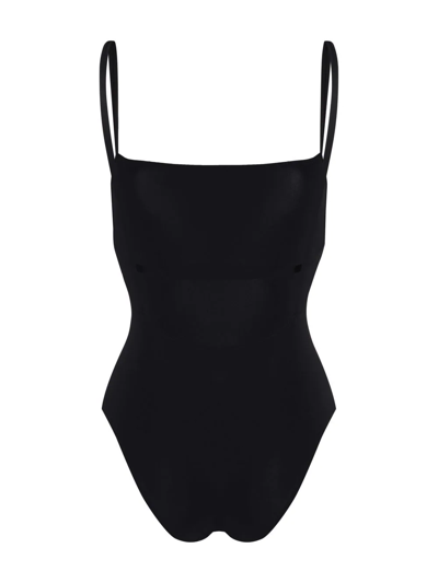 Shop Lido Square-neck Slip-on One-piece In Black