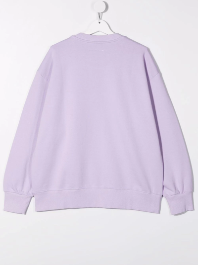 Shop Mm6 Maison Margiela Teen Logo-print Sweatshirt In Purple