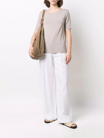 Le Tricot Perugia Contrast-hem T-shirt In Neutrals
