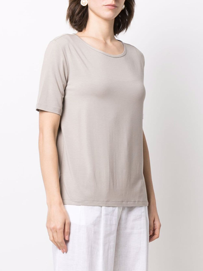 Le Tricot Perugia Contrast-hem T-shirt In Neutrals