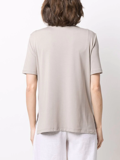 Le Tricot Perugia Contrast-hem T-shirt In Neutrals