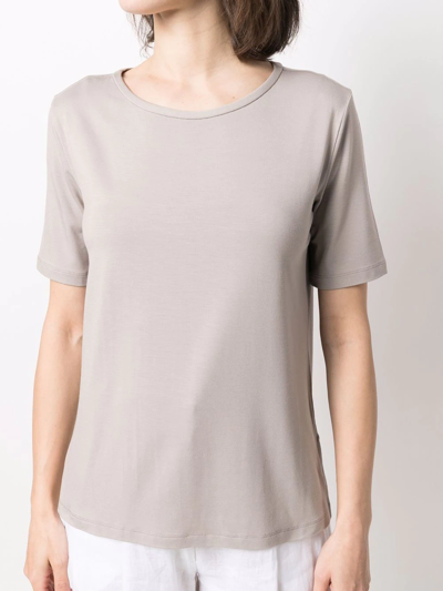 Le Tricot Perugia Contrast-hem T-shirt In Neutrals
