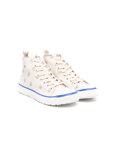 Shop Bonpoint Teen Floral-print High-top Sneakers In Neutrals