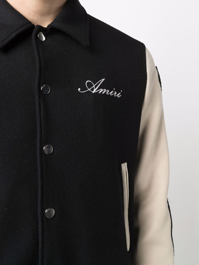 Shop Amiri Varsity Bomber Jacket In Black