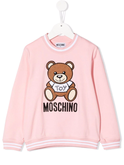 Shop Moschino Teddy Bear Logo-print Sweatshirt In Pink