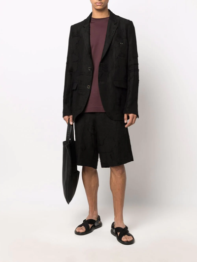 Shop Uma Wang Jacquard-pattern Bermuda Shorts In Black