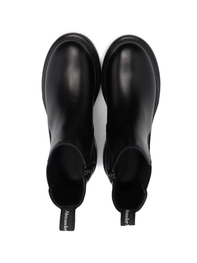 Shop Alexander Mcqueen Slip-on Leather Boots In Black