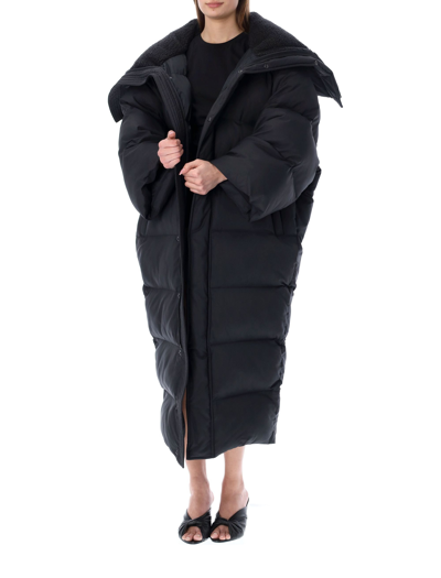 Shop Balenciaga Hooded Puffer Coat In Black