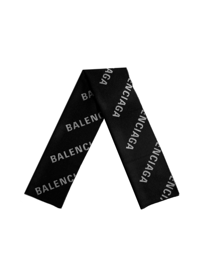 Shop Balenciaga Logo Allover Scarf In Black