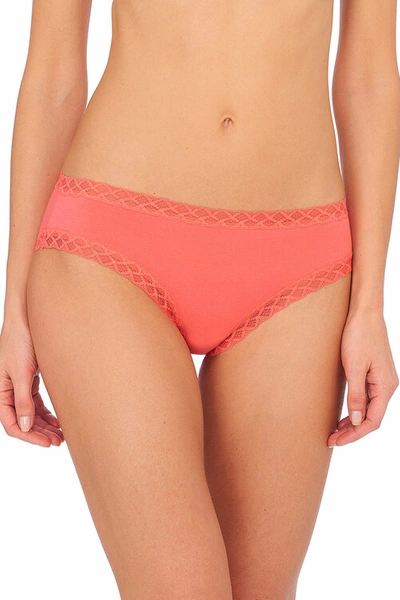 Shop Natori Bliss Girl Comfortable Brief Panty Underwear With Lace Trim In Sunrise