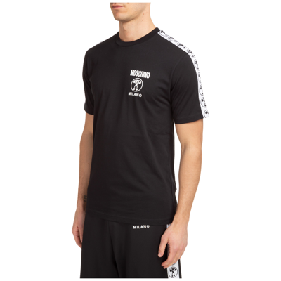 Shop Moschino Men's Short Sleeve T-shirt Crew Neckline Jumper  Double Question Mark In Black