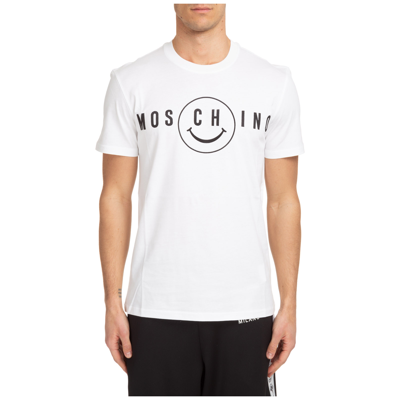 Shop Moschino Men's Short Sleeve T-shirt Crew Neckline Jumper   X Smiley In White