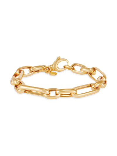 Saks Fifth Avenue Made In Italy Men's 14k Goldplated Sterling Silver Oval Link Bracelet In Silver