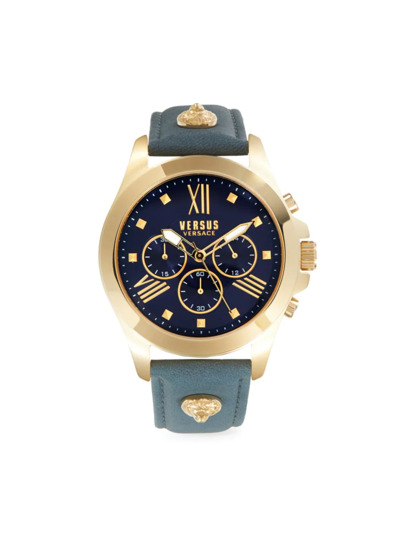 Shop Versus Men's 44mm Stainless Steel & Leather-strap Chronograph Watch In Blue
