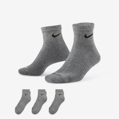 Shop Nike Men's Everyday Plus Cushioned Training Ankle Socks (3 Pairs) In Grey
