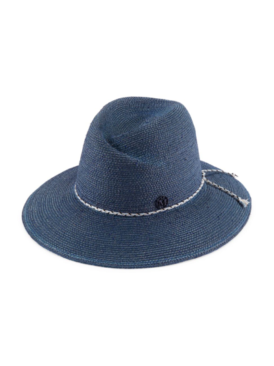 Shop Maison Michel Virginie Denim Straw Hat In Denim Blue