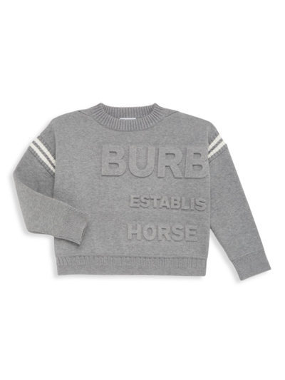 Shop Burberry Little Kid's & Kid's Guernsey Sweater In Grey Melange