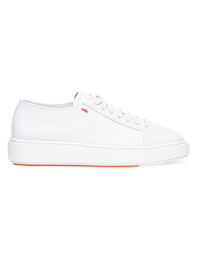 Shop Santoni Women's Leather Low-top Sneakers In White