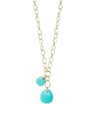 Shop Ippolita Women's Double Pebble 18k Green Gold & Turquoise Pendant Necklace