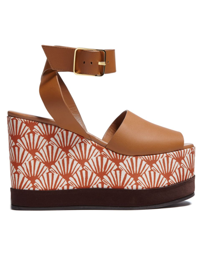 Shop La Doublej Women's Leather Wedge Sandals In Ventaglio