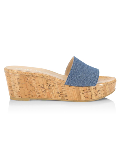 Shop Stuart Weitzman Women's Summer Denim Wedge Sandals In Washed Denim