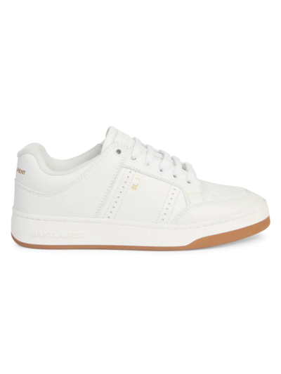 Shop Saint Laurent Women's Sl/61 Leather Low-top Sneakers In White