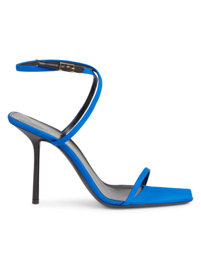 Shop Saint Laurent Women's Silk High-heel Sandals In Picasso Blue