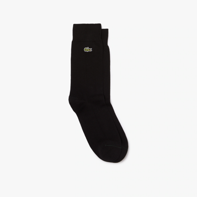 Shop Lacoste Unisex Cotton Blend High-cut Socks - 6.5 - 8.5 In Black