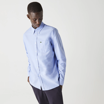 Shop Lacoste Men's Regular Fit Oxford Cotton Shirt - 16½ - 42 In Blue