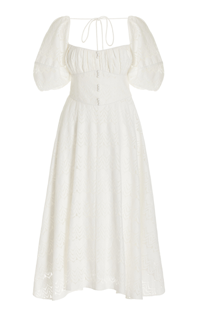 Shop Acler Women's Stapleton Cotton-blend Lace Midi Dress In White,pink