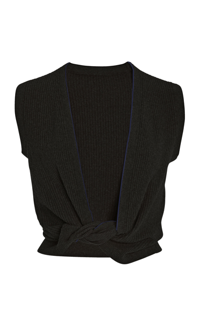 Shop Jacquemus Women's Le Noue Ribbed Cotton-blend Cropped Top In Neutral,black
