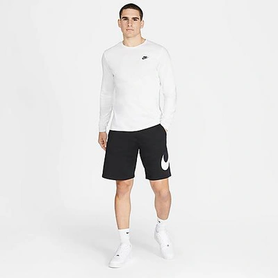 Shop Nike Men's Sportswear Club Graphic Shorts In Black/white/white