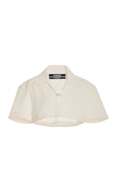 Shop Jacquemus Women's Le Bebi Hemp-cotton Cropped Shirt In White