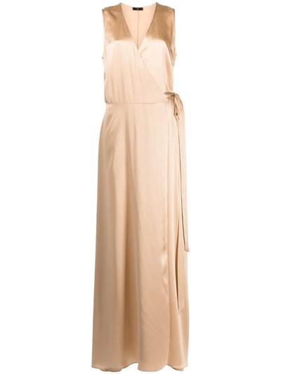 Shop Voz Frontwards Wrap Dress In Gold