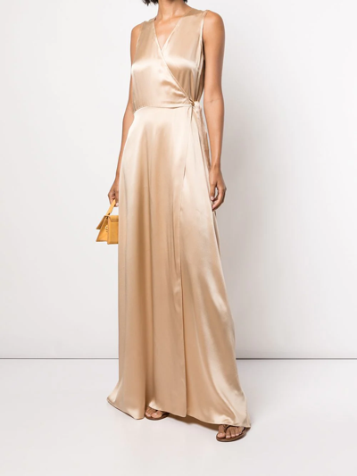 Shop Voz Frontwards Wrap Dress In Gold
