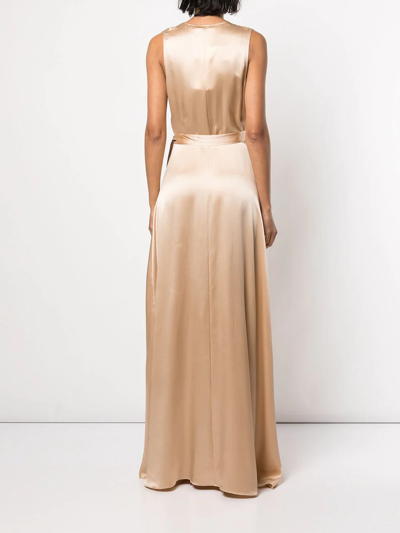 Voz Frontwards Wrap Dress In Gold