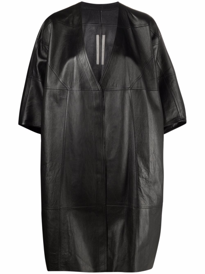Shop Rick Owens Tecuatl Cropped-sleeves Coat In Black
