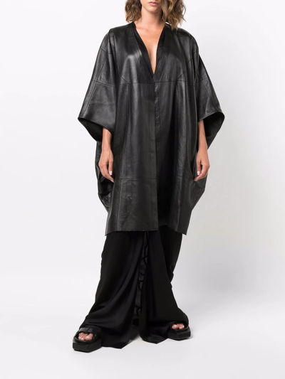 Shop Rick Owens Tecuatl Cropped-sleeves Coat In Black