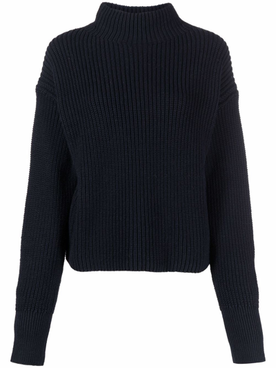 Shop Filippa K Ribbed Knit High-neck Jumper In Blau