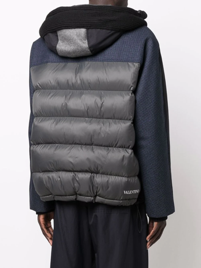 Shop Valentino Panelled Padded Jacket In Grau