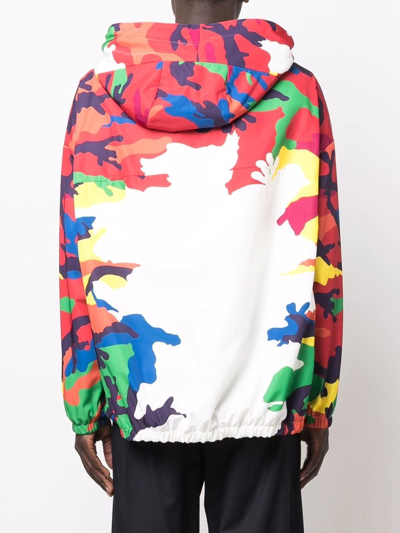 Shop Valentino Camou7 Hooded Windbreaker In Weiss