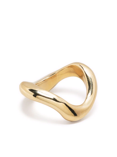 Shop Beatriz Palacios Large Gold-plated Wave Ring